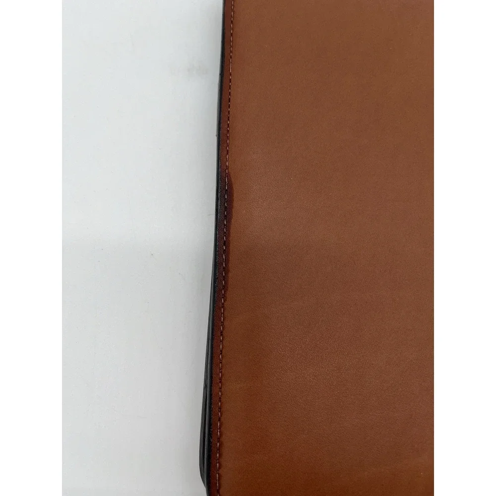 Paolo TAN BROWN REAL LEATHER ATTACHE PAPER HOLDER Used VTG 10x12.5